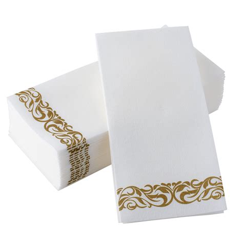 Bloomingoods Decorative Hand Towels, Paper Napkins / Disposable Linen-Feel Guest Towels, Gold ...