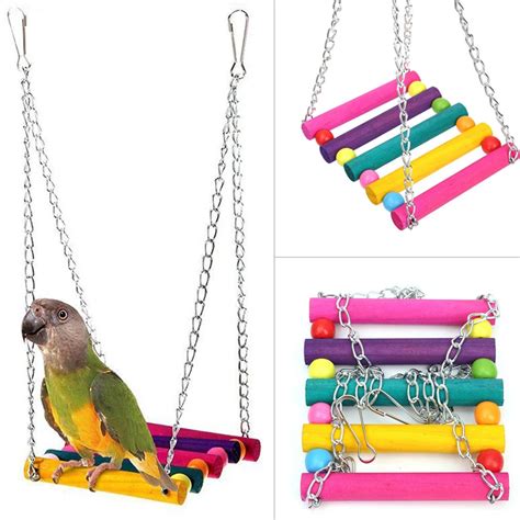 Bird Swing Toys,Parakeet Perches Hanging Cage Toy for Conures Parrots Parakeets Cockatiels ...