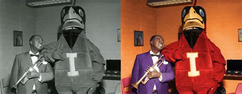 Iowa State Cyclones mascot Cy the Cardinal with Louis Armstrong, 1966 ...