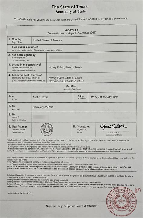 Texas Secretary Of State Changes To Universal Apostille Certificate System