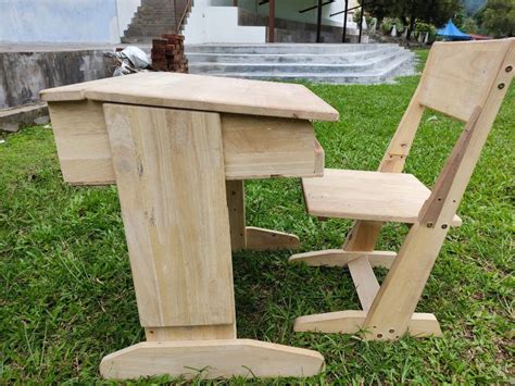 Adjustable solid wood primary & Secondary school table set, Furniture & Home Living, Furniture ...