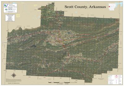 Scott County Arkansas 2023 Aerial Wall Map | Mapping Solutions