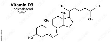 Vitamin D3 structural molecular chemical formula isolated on white background. Stock Vector ...