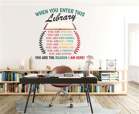 Library Gifts Library Decal Wall Art Books Wall Decals Decor Books Wall ...