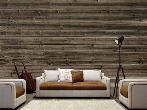Horizontal Barn Wood Wallpaper | Realistic Brown Design | About Murals