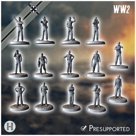 3D Printable Set of 15 German WW2 tank crews - Germany Eastern Western Front Normandy Stalingrad ...