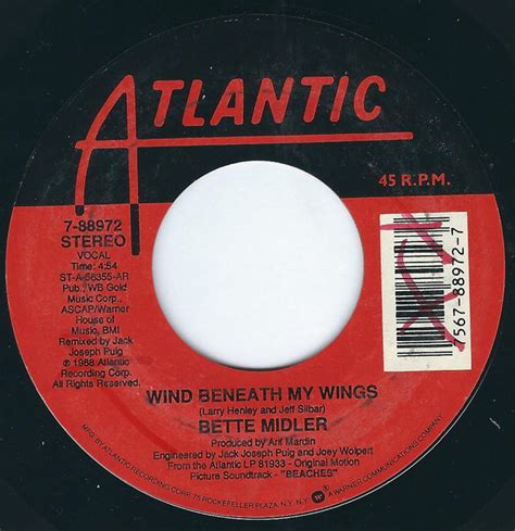 Bette Midler – Wind Beneath My Wings (1989, AR, Vinyl) - Discogs