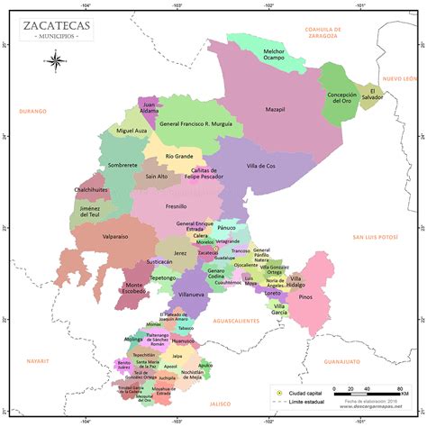 Mapa de Zacatecas por municipios - tamaño mayor | DESCARGAR MAPAS