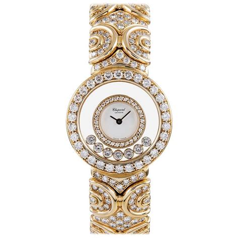 Chopard Yellow Gold Happy Diamond Wristwatch at 1stDibs