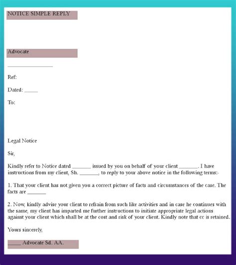 Sample Reply to Legal Notice In PDF format Legal Notice, Advocate ...