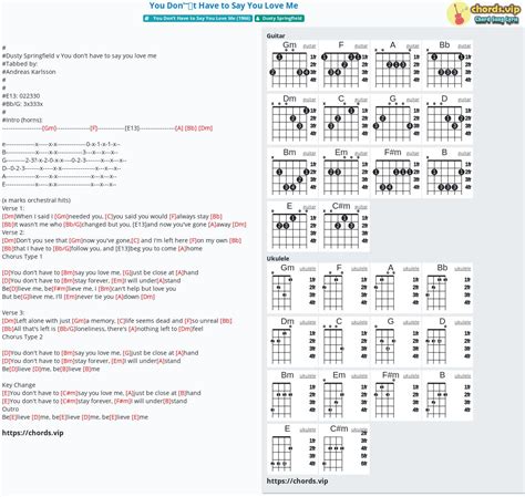 Chord: You Don't Have to Say You Love Me - tab, song lyric, sheet ...