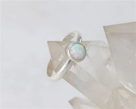 Opal Ring Silver Opal Ring White Opal Engagement Ring | Etsy