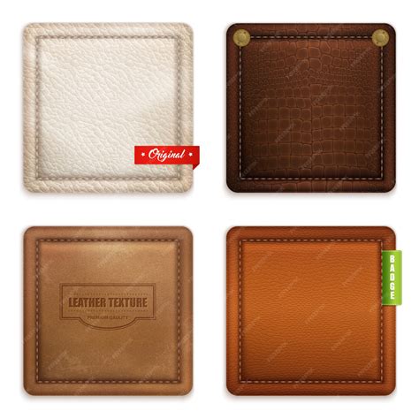 Free Vector | Realistic genuine leather texture set