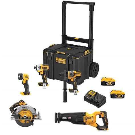 DEWALT 20V MAX Lithium-Ion Cordless Brushless 5 Tool Combo Kit with (2 ...