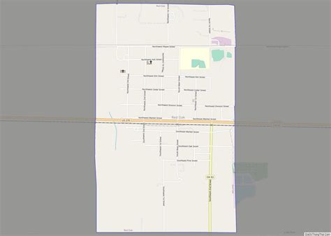 Map of Red Oak town, Oklahoma