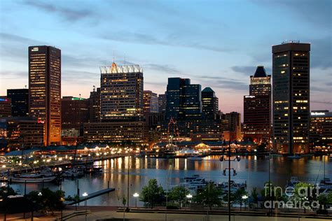 Baltimore Skyline At Night Photograph by Bill Cobb