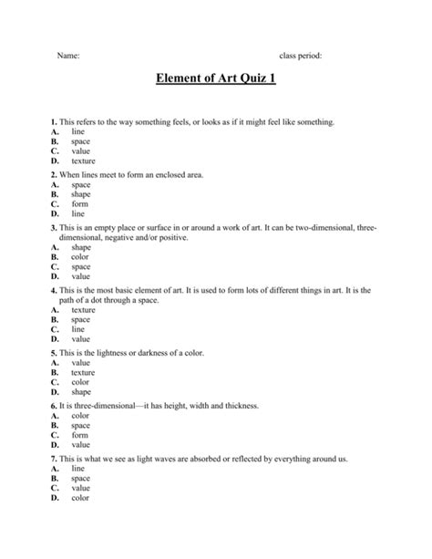 Element of Art Quiz 1