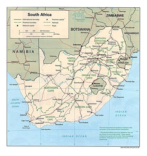 Detailed political and administrative map of South Africa with roads ...