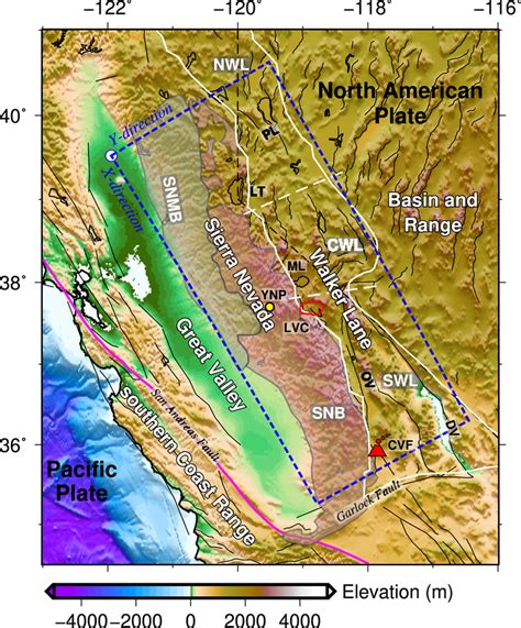 Tectonic map of the Sierra Nevada and Walker Lane region. Tectonic ...