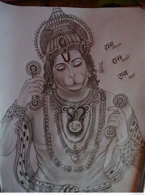 Marvelous Pencil Sketch Of Hanuman JI - Desi Painters