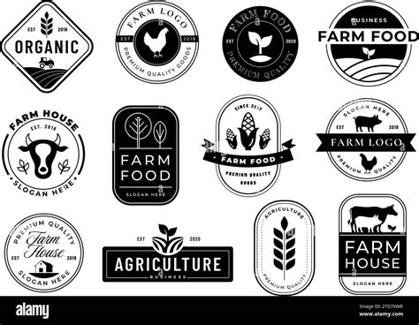 Stencil farm business emblems. Rancho mark, agriculture label and farm house branding template ...