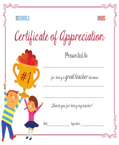 Teacher Certificate Of Appreciation Template