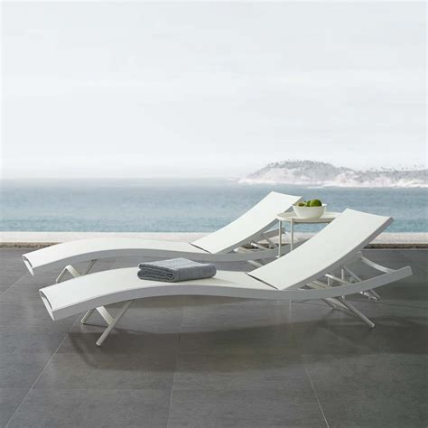 Glimpse Outdoor Patio Mesh Chaise Lounge Chair in White White - Walmart.com - Walmart.com