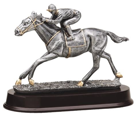 Horse Racing Resin Award Trophy Silver FinishTrophy Trolley