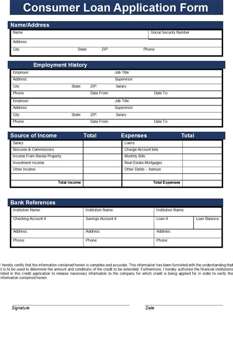 Business Loan Application Form Templates - Free Report Templates