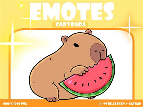 Adorable Capybara Eating Watermelon Discord, Twitch, Youtube Emote - Etsy