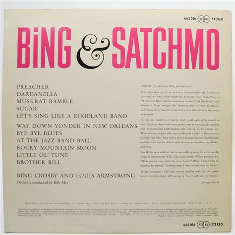 Bing Crosby & Louis Armstrong - Bing & Satchmo, 2980 ₽ купить виниловую ...