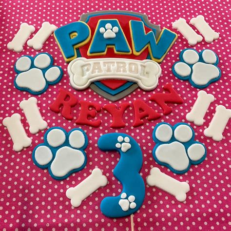 Edible Paw Patrol Set Logo Age and Name With Bones and Paws | Etsy