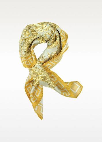 Versace Gold Ornamental Print Silk Bandana | Silk bandana, Versace gold, Silk printing