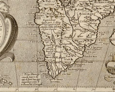 Africa Ca. 1600 Old Map Arnoldi Italian Sea Creatures | Etsy