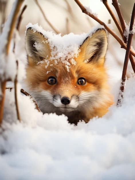 Premium AI Image | a fox in the snow