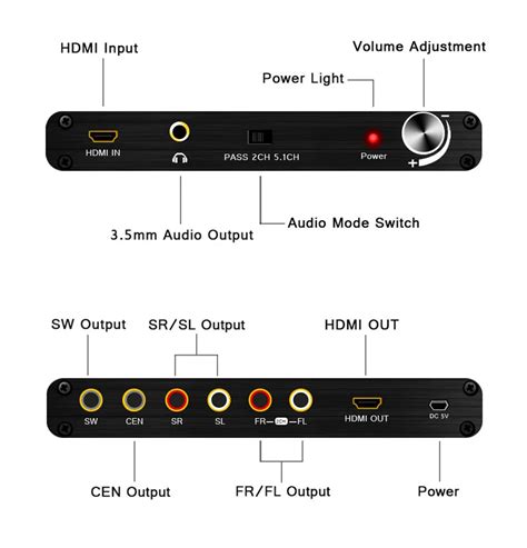 5.1ch Digital Audio Decoder Hdmi Audio Extractor 4k 3d Converter 3.5mm Output Hdmi To Hdmi For ...