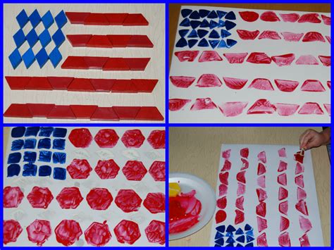 EASY Patriotic Pattern Block Painted Flag Craft for Preschool | The ...