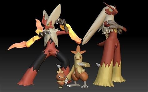 Pokemon Torchic Combusken Blaziken Mega Evolution 3D model 3D printable ...