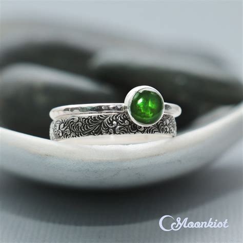 Green Jade Stacking Wedding Ring Set Sterling Silver Jade - Etsy