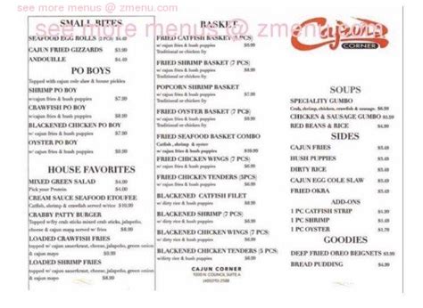 Online Menu of Cajun Corner - Uptown OKC Restaurant, Oklahoma City ...