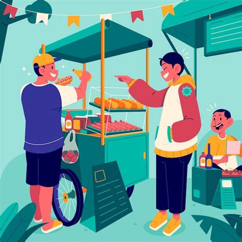 Premium Vector | Flat design street food market illustration