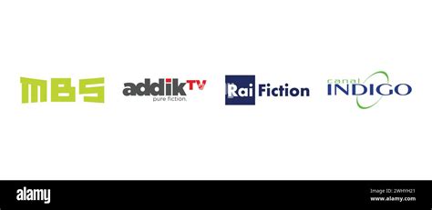 Addik TV, Rai Fiction , Mainichi Broadcasting System, Canal Indigo. Vector illustration ...