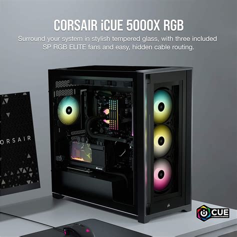 CORSAIR ICUE 5000X RGB TEMPERED GLASS BLACK Case