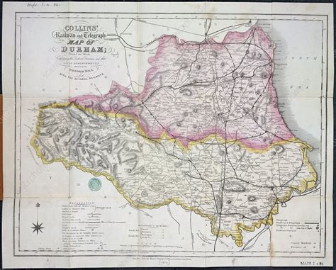 Railway map of Durham - Stock Image - C019/6542 - Science Photo Library