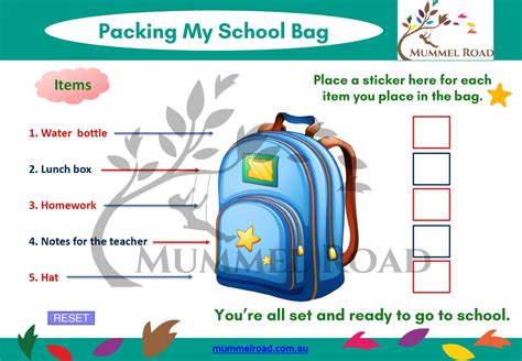 Packing Bag for School Fillable - Mummel Road | Autism Support for Families