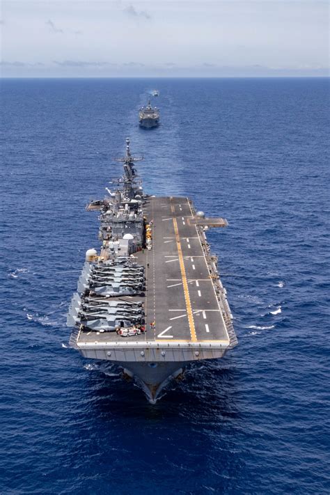 The USS Iwo Jima (LHD 7), belonging to the Wasp class, is an amphibious ...