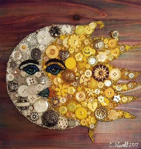 Sun & Moon Button Art Sun Lover Unique Gift Moon Lover Gift - Etsy Israel | Button art projects ...