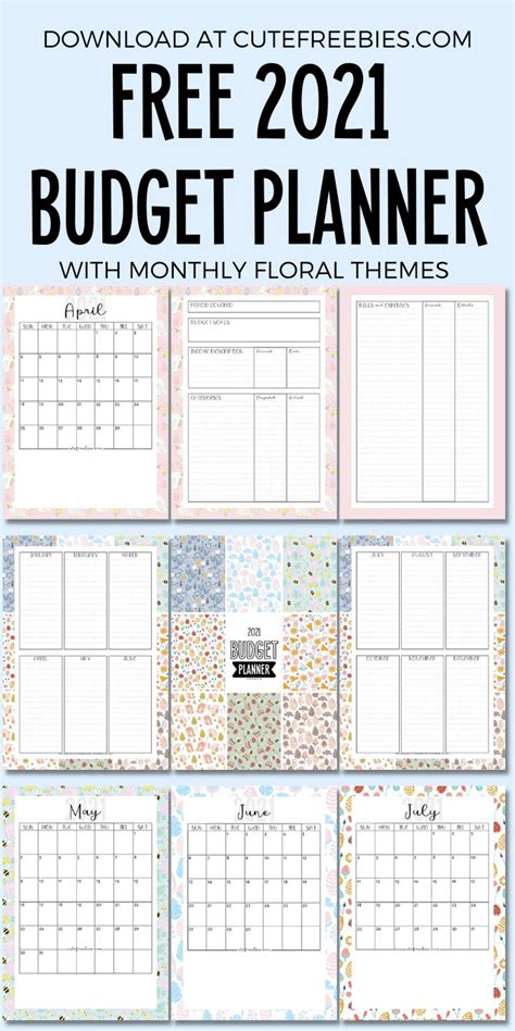 2021 Free Printable Monthly Budget Planner - Cute Freebies For You in ...