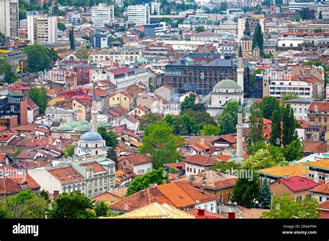 Sarajevo, Bosnia and Herzegovina - May 26 2019: Aerial view of ...