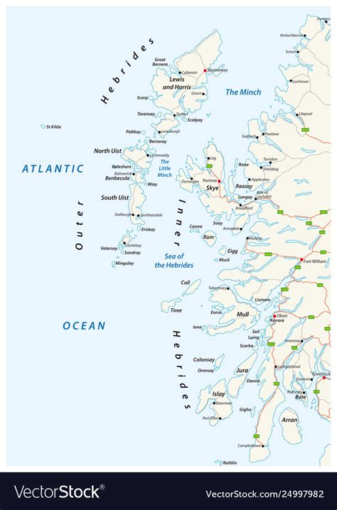 Road map scottish archipelago hebrides Royalty Free Vector